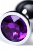 Silver anal plug TOYFA Metal,with a amethyst colored gem